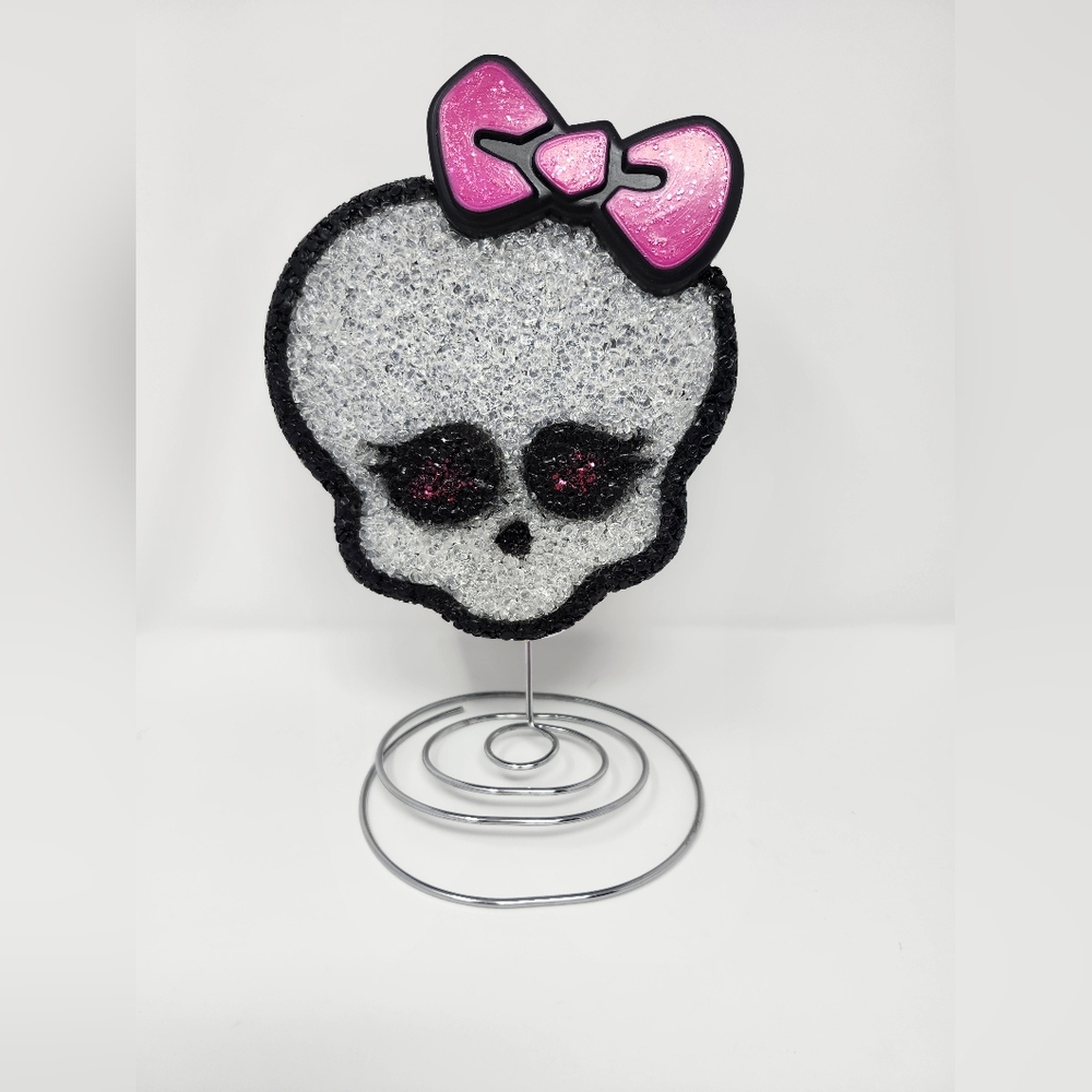 Vintage popcorn Monster High Skull With Pink Bow night light / without light